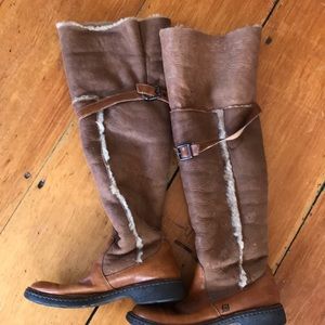 Fur lined over the knee boots